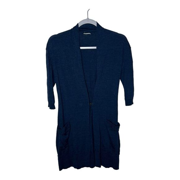 Akris Punto Wool Cardigan Sweater Womens Size 10 Pockets Snap Closure *Holes* - Picture 1 of 16